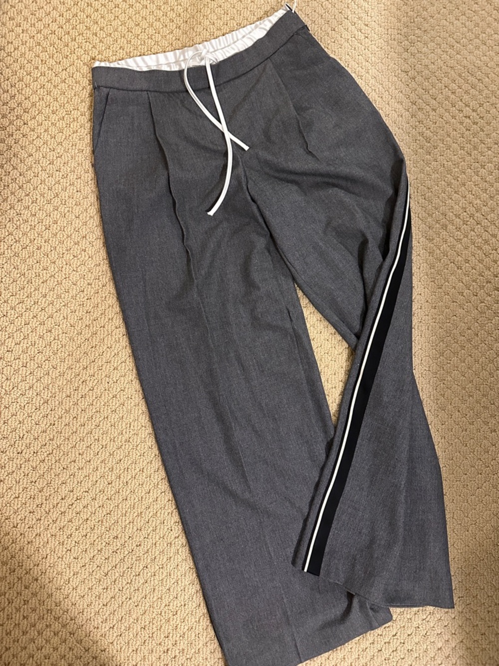 Gray Women’s Dress Pants with Side Stripe